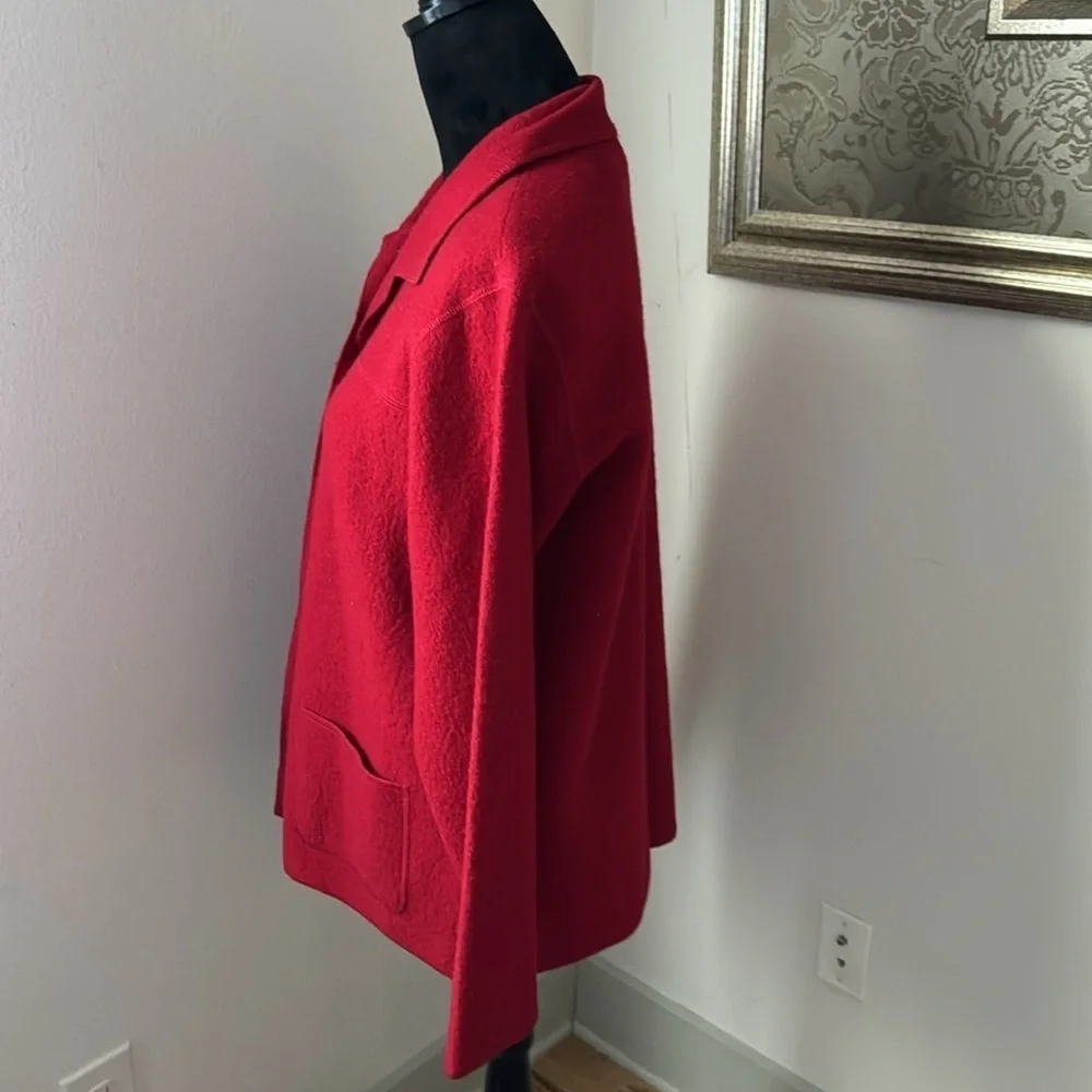 Talbots Sz M 100%‎ Wool red light jacket blazer cardigan top Sz M